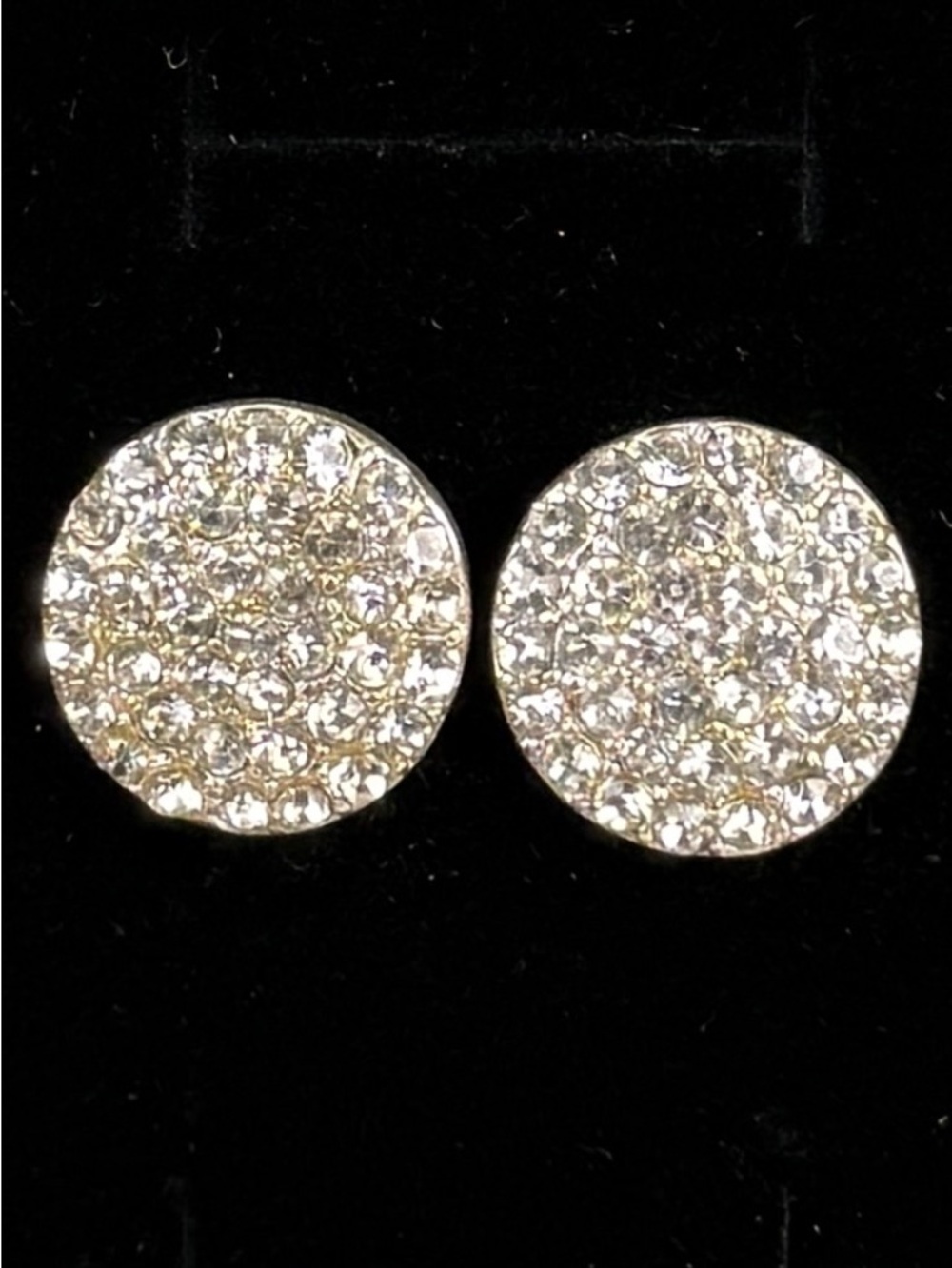 Silvertone Crystal Pavé Round Stud Clip On Earrings - Picture 5 of 6